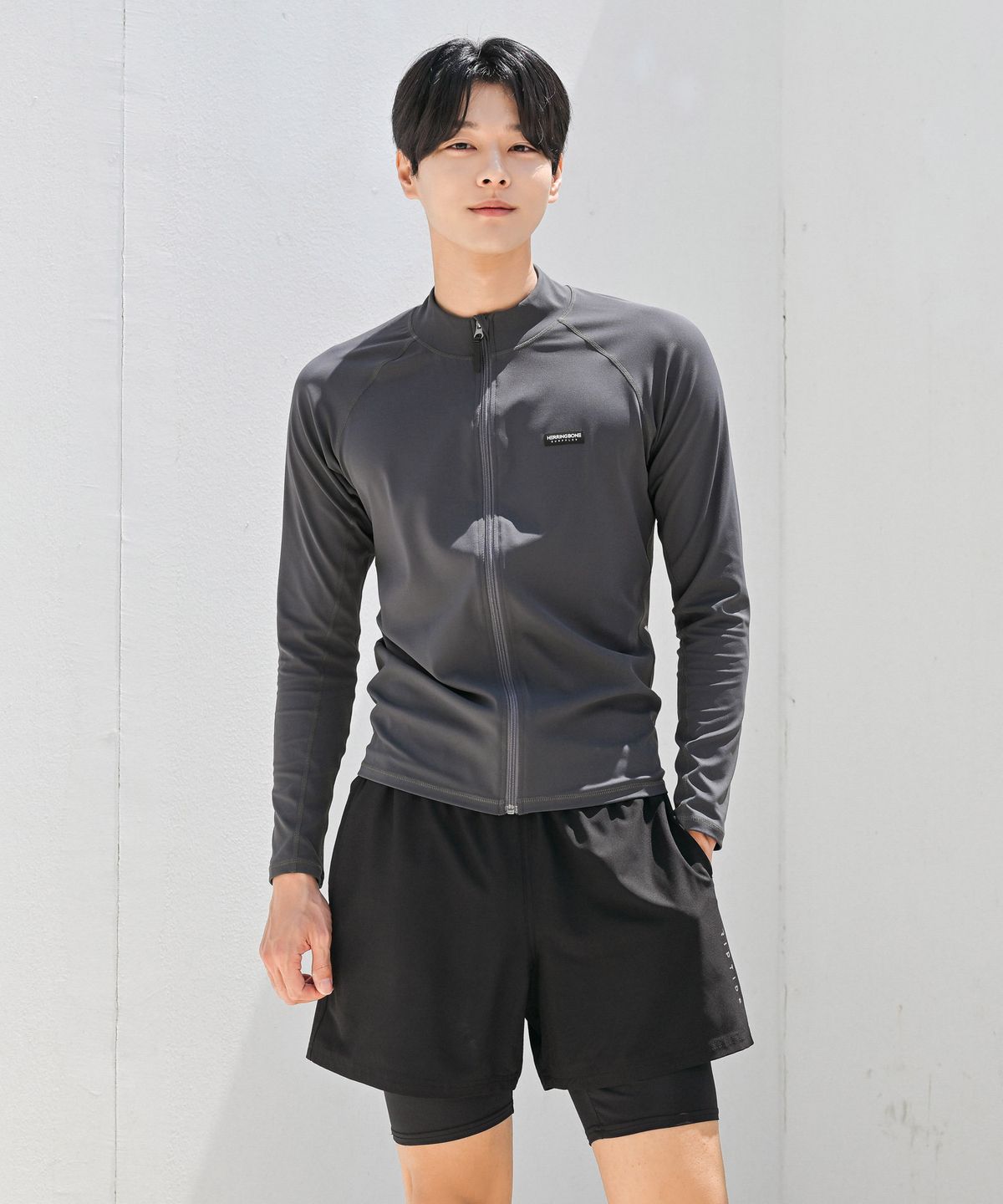 헤링본(HERRINGBONE) [SET] 남성 래쉬가드세트 레귤러핏 집업 긴팔 & 투인원 스윔팬츠 RF338 AC902