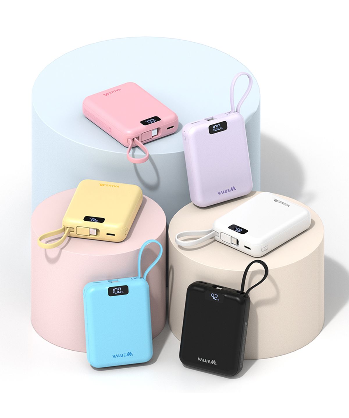 밸류엠(VALUEM) 22.5W 고속충전 미니 보조배터리 10,000mAh C타입 케이블 일체형