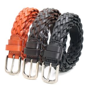 미니포커스 소가죽 남성 수동 슬림 위빙 벨트 MFB213