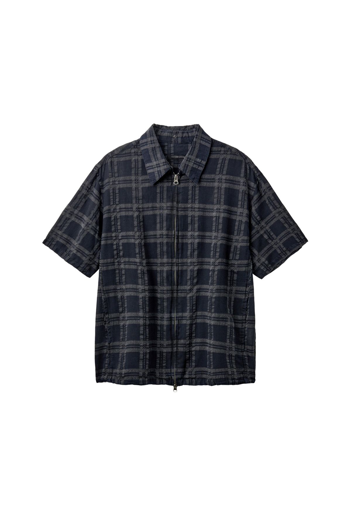 해칭룸(HATCHINGROOM) Shirket Over Dyed Check Dark Navy