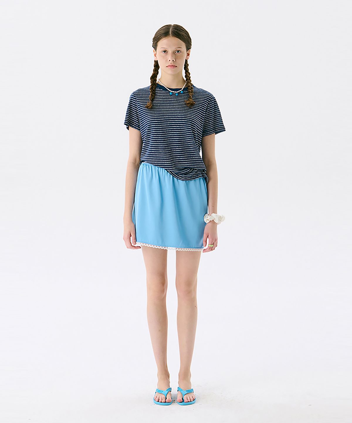 준준스페이스(JUNEJUNE SPACE) Stripe Fitted T_Navy(스트라이프 핏 티셔츠_네이비)
