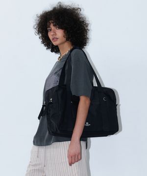 LITE TWO ZIPPER NYLON BAG LARGE(BLACK PEPPER)