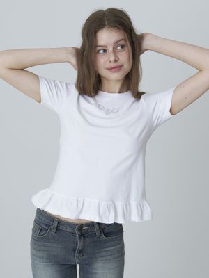 엔젤 큐빅 프릴 티셔츠 - 화이트