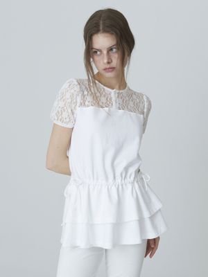 레이스 캉캉 티셔츠 - 화이트