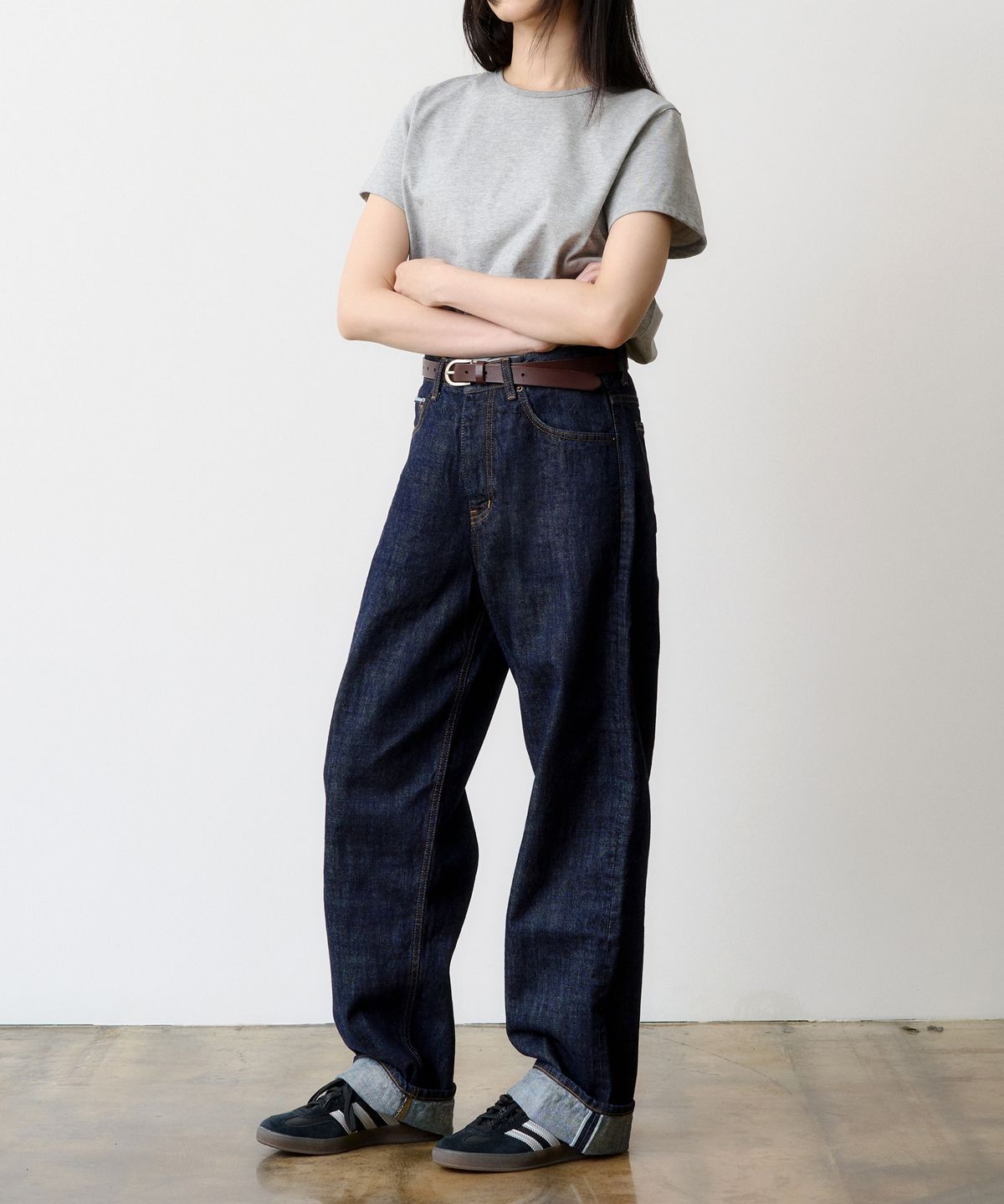 덴메이드(DENMADE) (WOMEN) DEN0881 Selvedge Wide Tapered (Mid indigo)