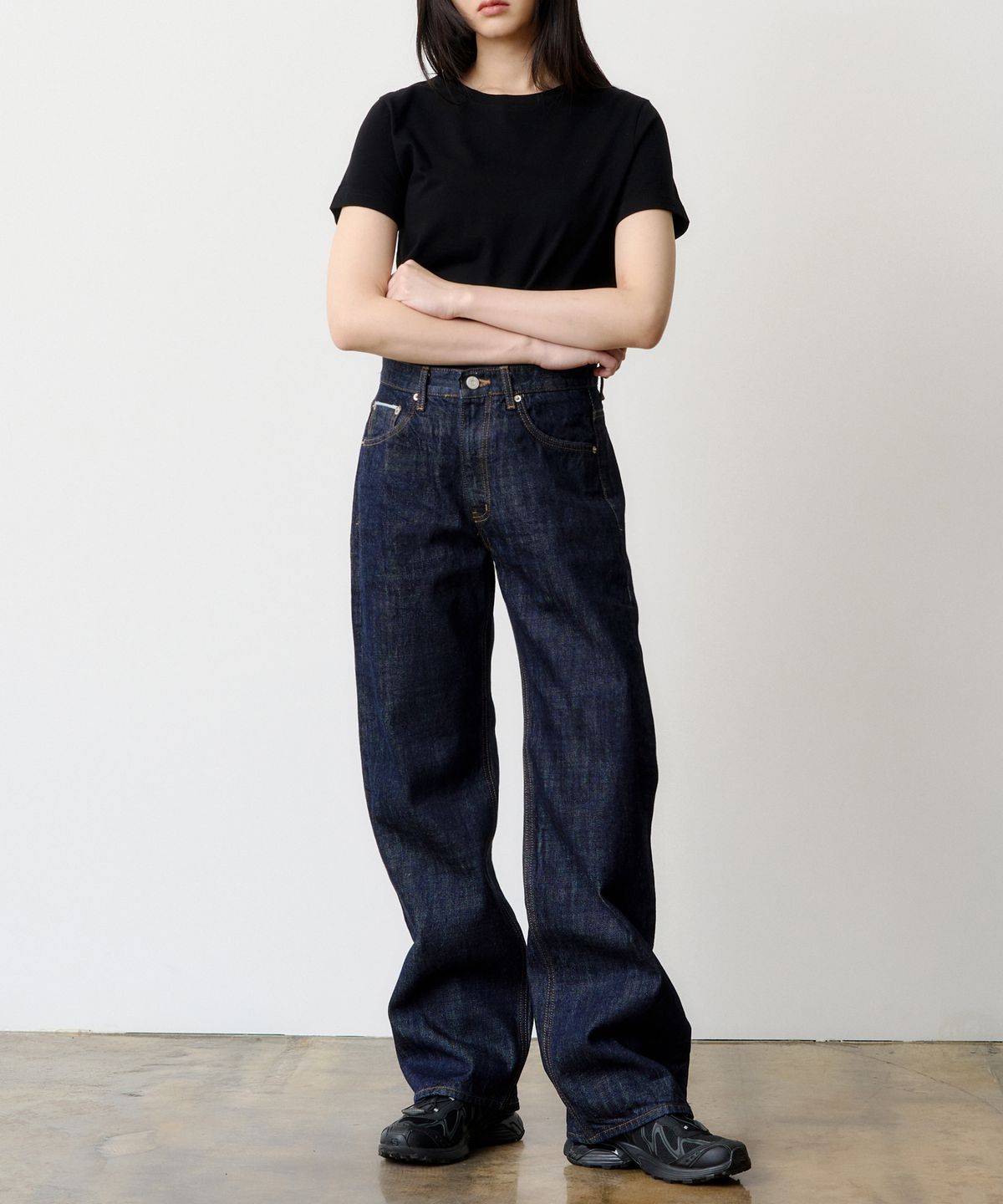 덴메이드(DENMADE) (WOMEN) DEN0861 Selvedge Wide Fit (Mid Indigo)