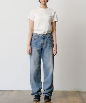 (WOMEN) DEN0461 Vintage Mid Blue Wide Jeans