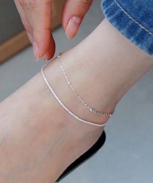 925실버 레이어드 뱀줄 체인 은 발찌