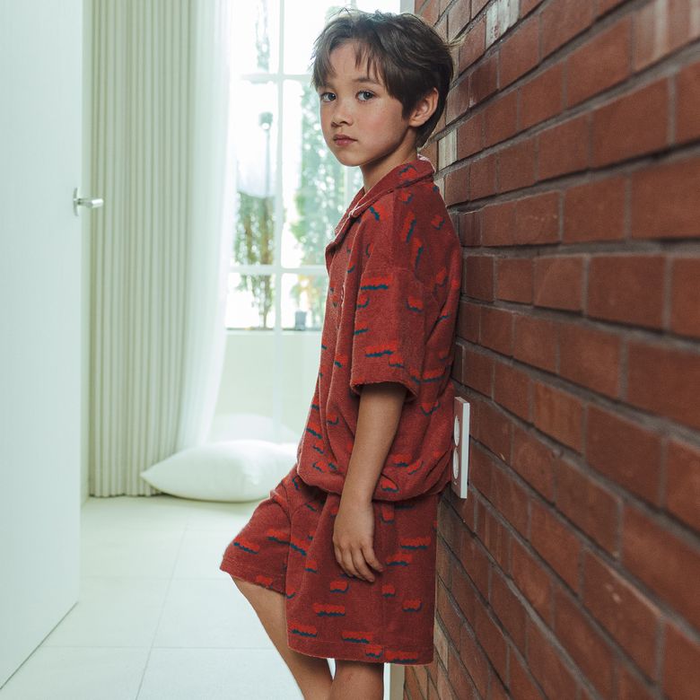클라우드올오버테리 카라셔츠쇼츠상하복 BK5MST32BR