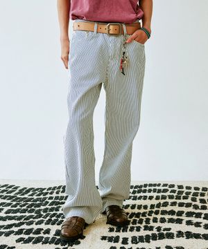 로우 스트라이프 루즈 스트레이트 핏 팬츠