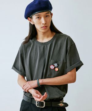 가먼트 다잉 포켓 티셔츠 차콜