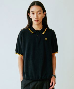 스컬 자수 카라 니트 블랙