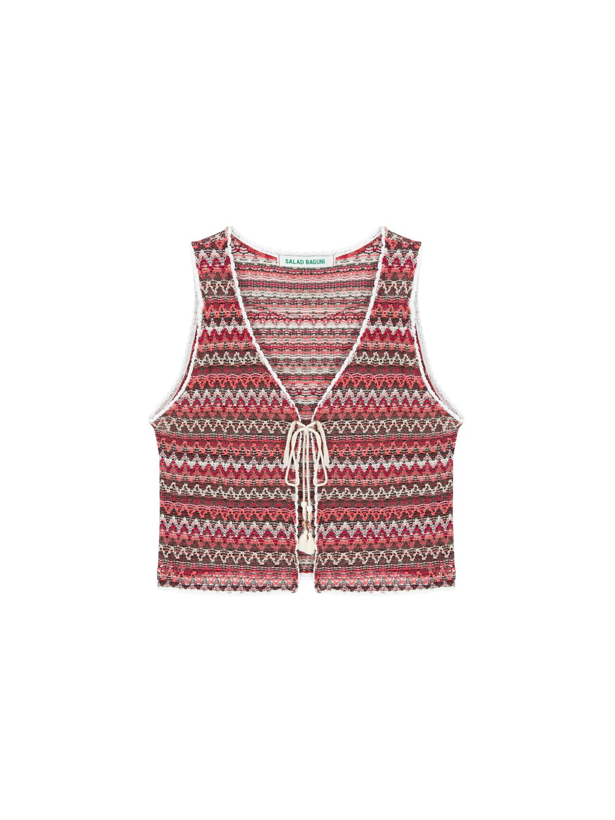 샐러드바구니(SALAD BAGUNI) Lace jacquard vest - burgundy
