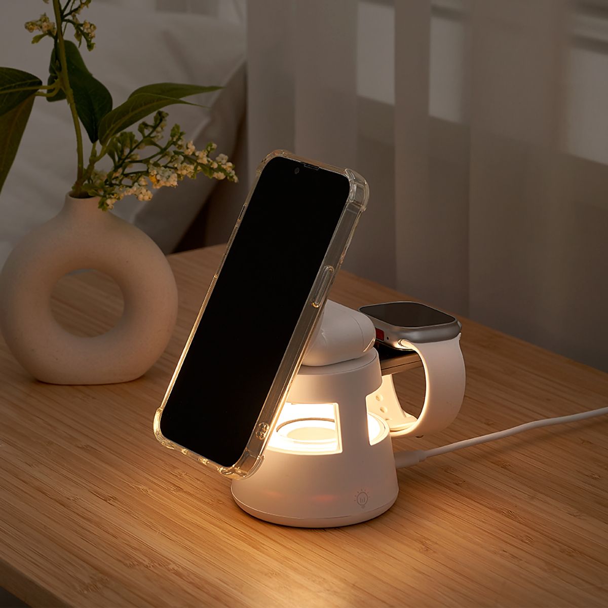 만렙(MANLAB) 3in1 맥세이프 블루투스 스피커 무드등 고속 무선 충전기