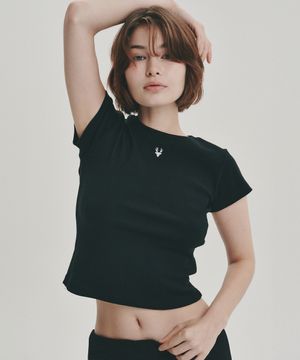 디어 심볼 크롭 티셔츠 (블랙)