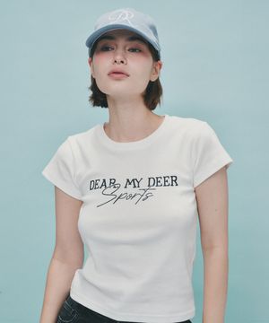 스포츠 로고 크롭 티셔츠 (화이트)