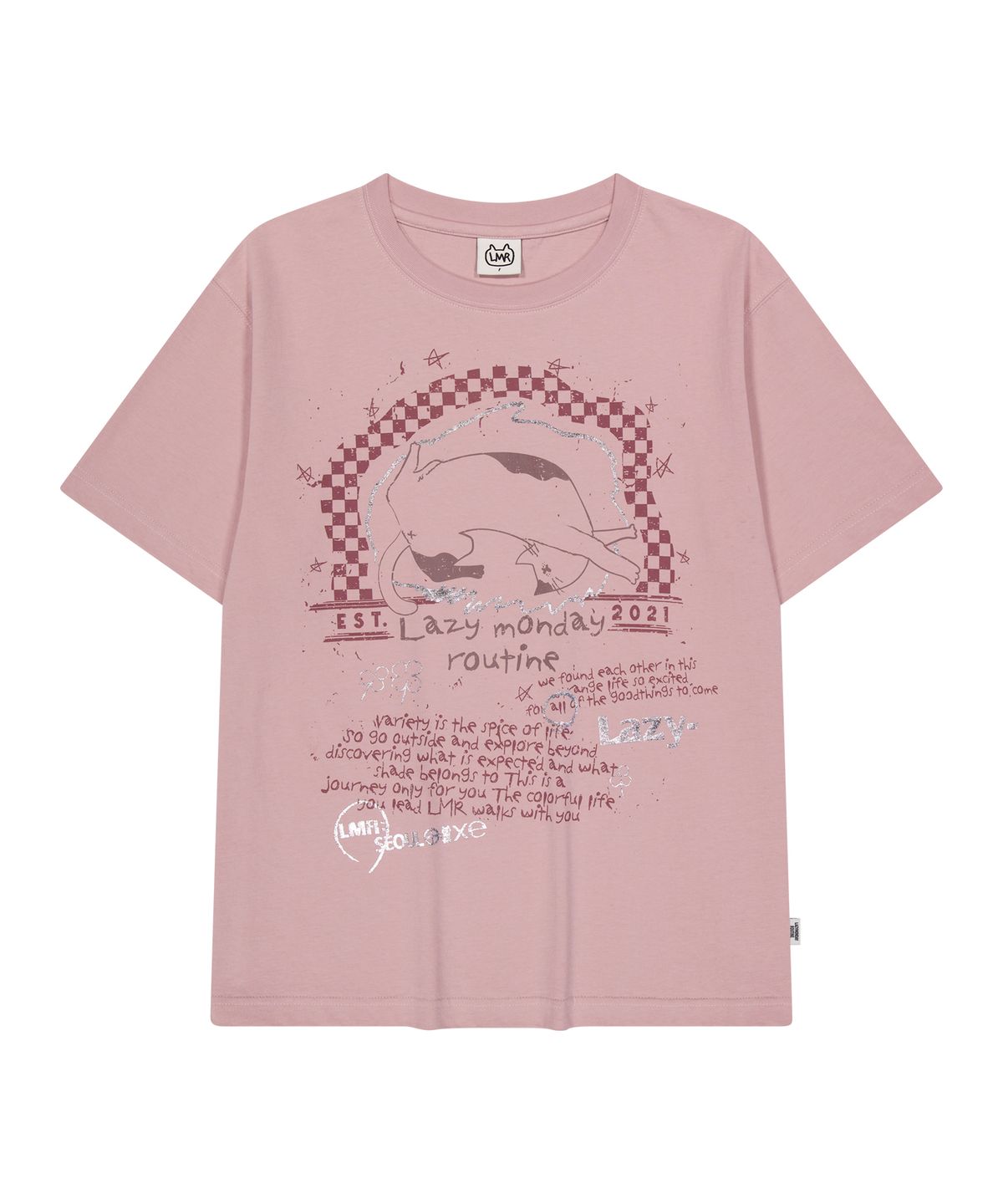 엘엠알(LMR) 캣 드로잉 오버핏 티셔츠 PINK