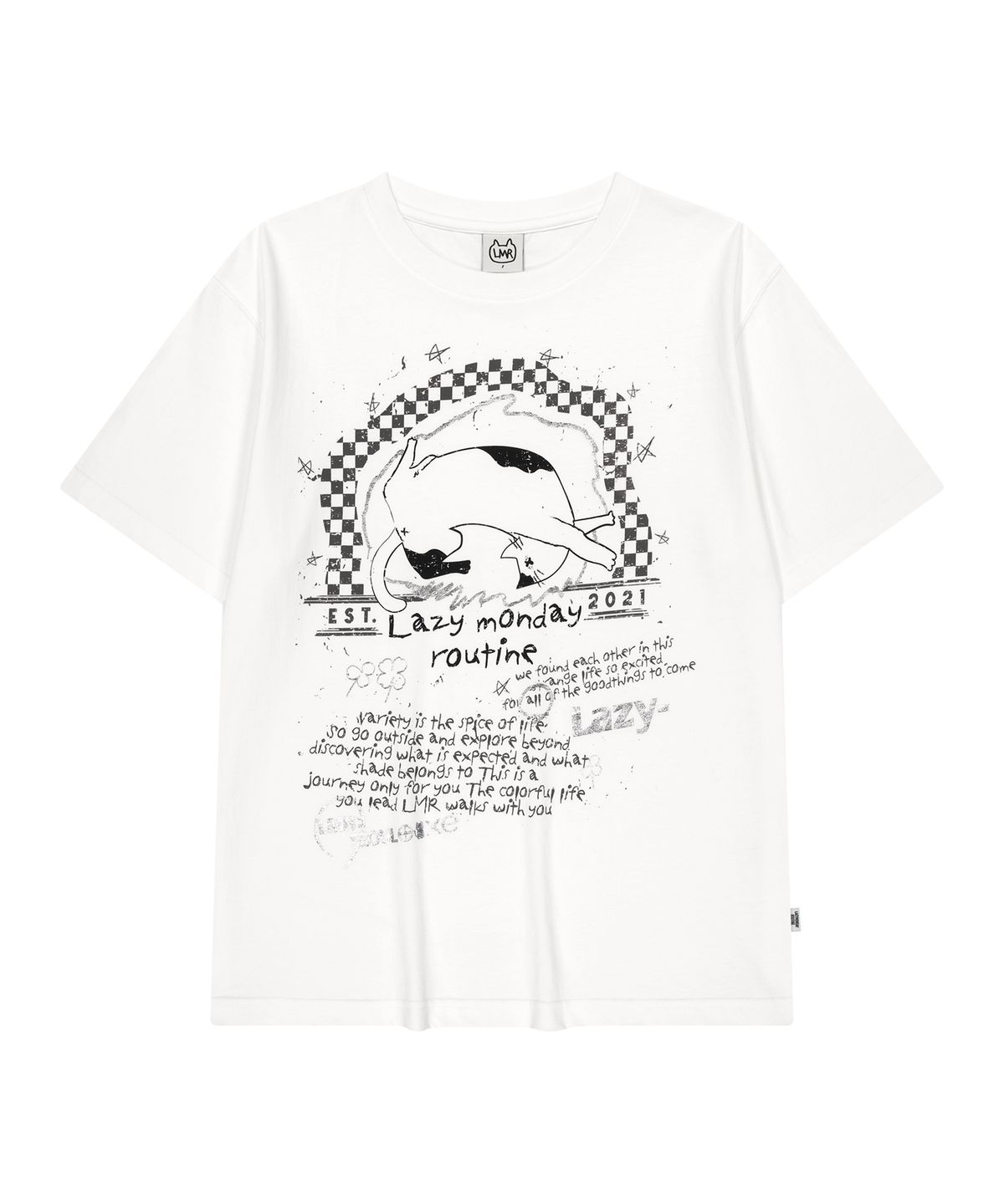 엘엠알(LMR) 캣 드로잉 오버핏 티셔츠 IVORY