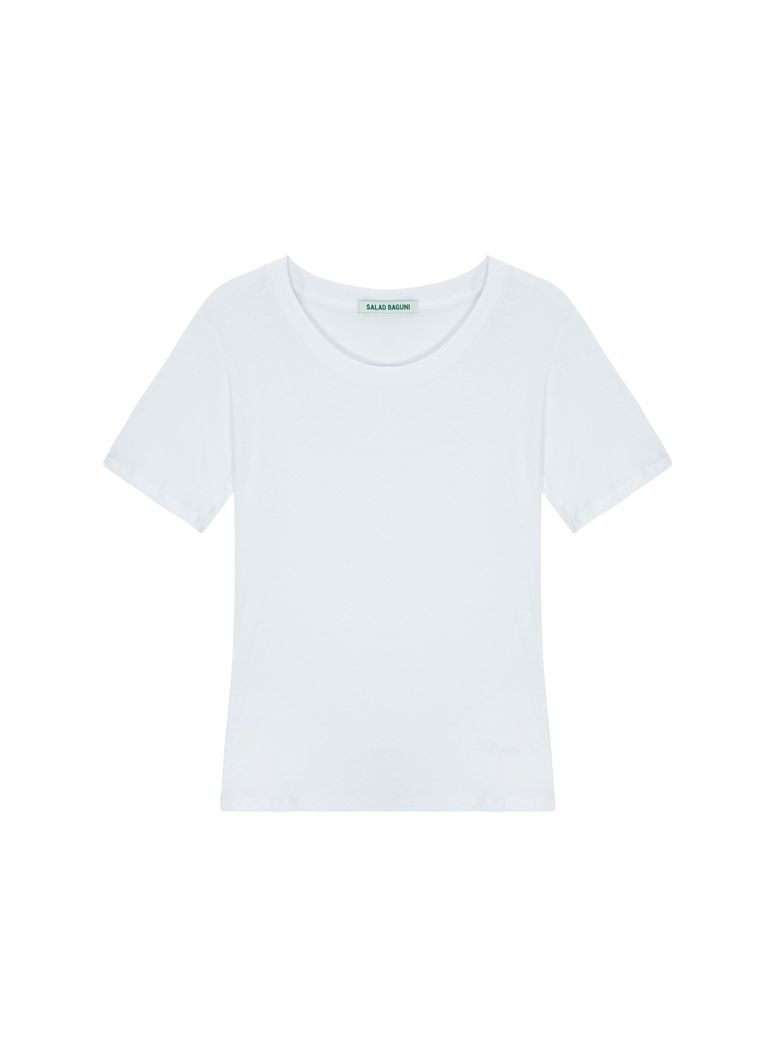 Soft u-neck signature tee - white