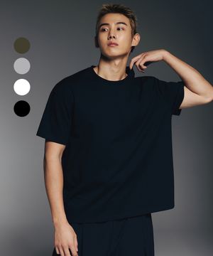 코튼메쉬 루즈핏 크롭 숏 슬리브 (4color)