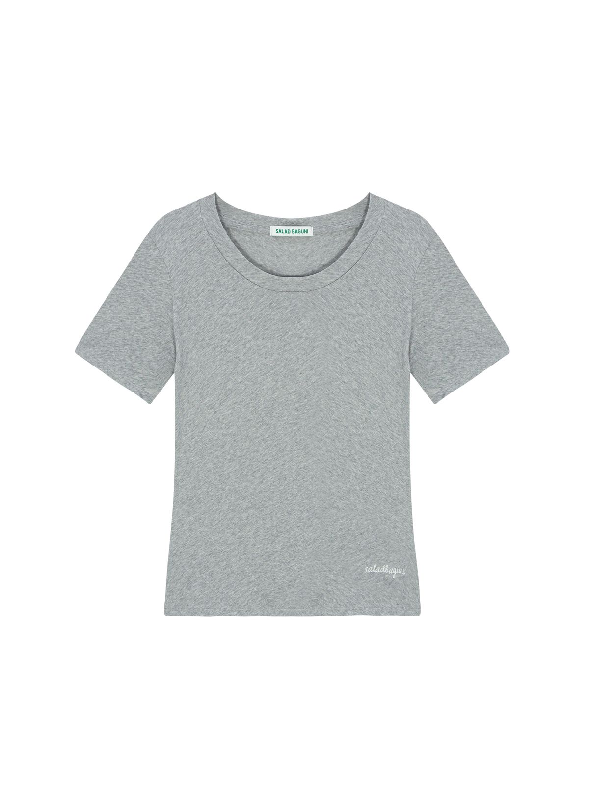 샐러드바구니(SALAD BAGUNI) Soft u-neck signature tee - gray