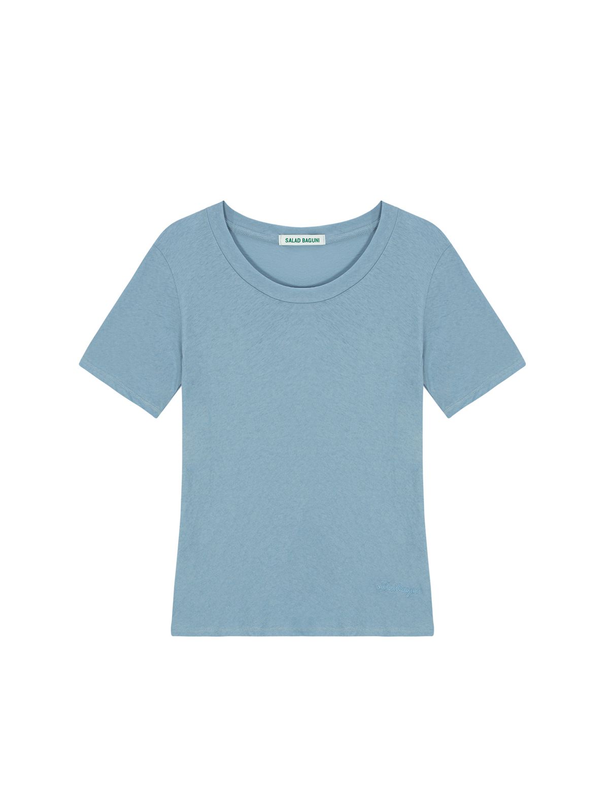 샐러드바구니(SALAD BAGUNI) Soft u-neck signature tee - blue