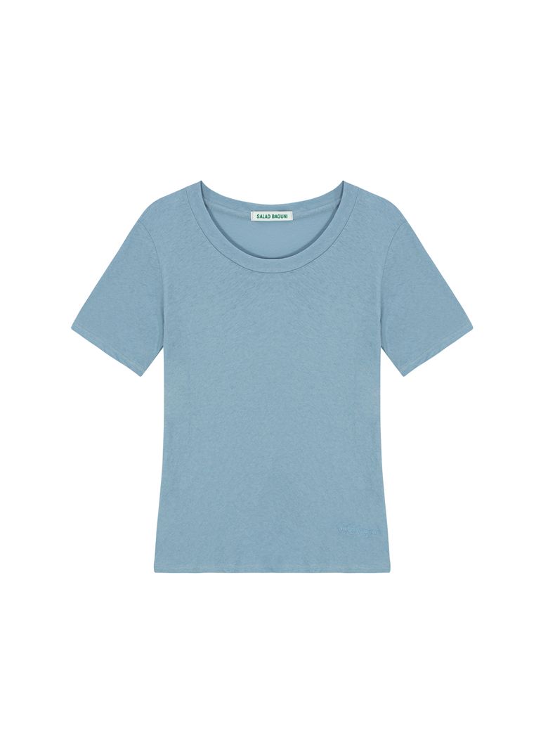 Soft u-neck signature tee - blue