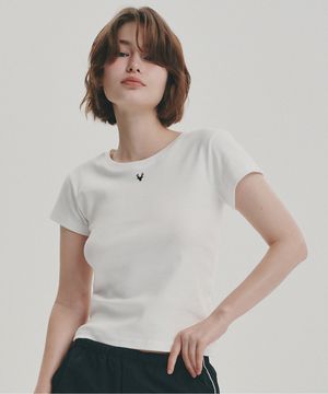 디어 심볼 크롭 티셔츠 (화이트)