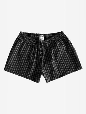 90s Check Seersucker Shorts (Black)