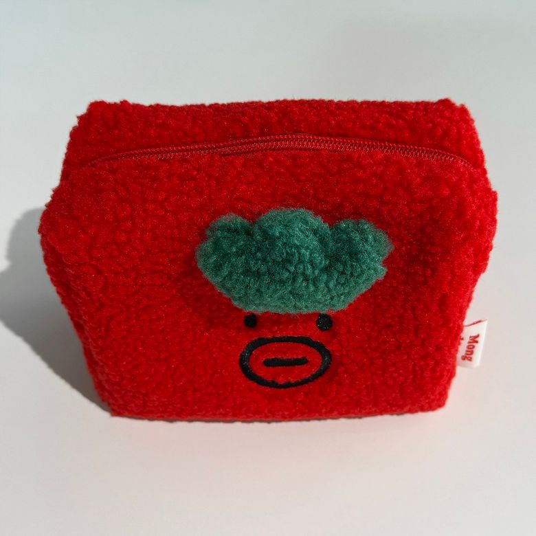 Mustache Red Tomathew Fleecy Pouch 웅이 토매튜 뽀글이 파우치