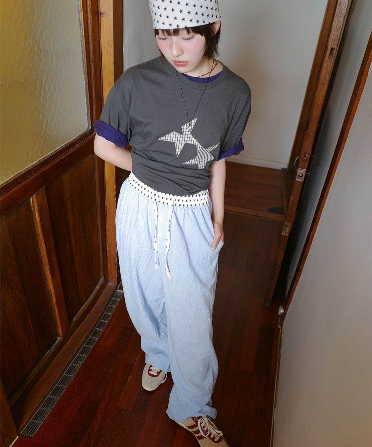 카비시(CAVISH) W CHECK LOUNGE PANTS BLUE(CV2FMFPA59A)