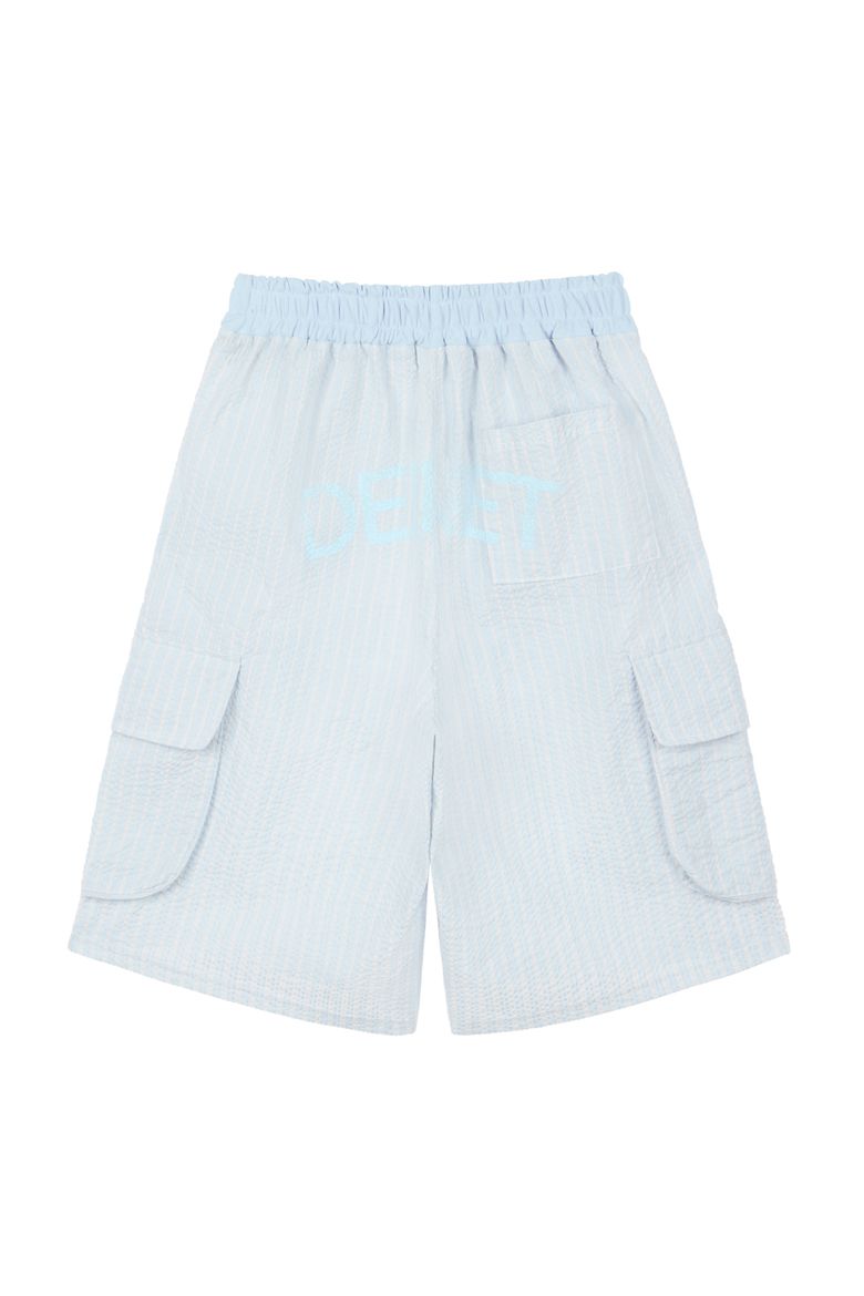DEINET STRIPE BERMUDA SWEAT PANTS IN LIGHT BLUE