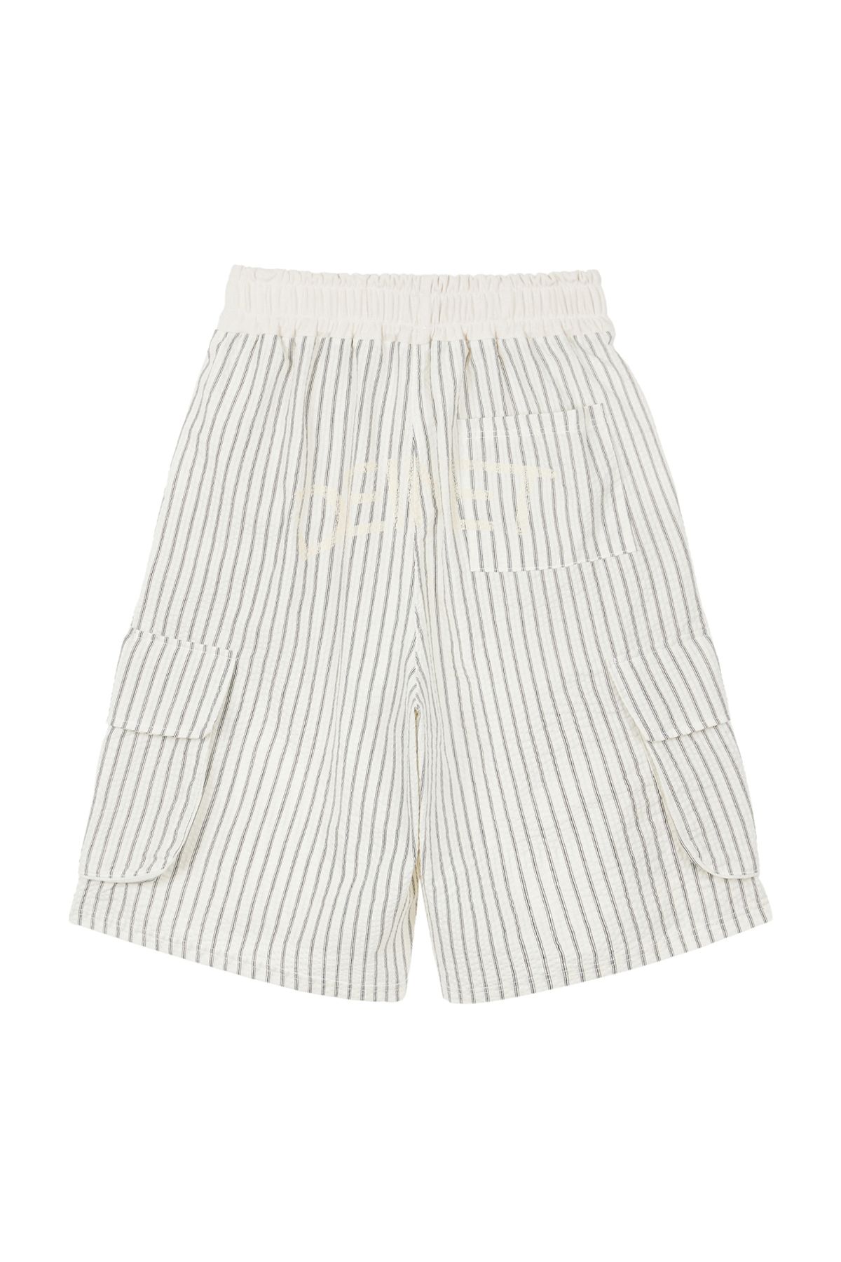 다이닛(DEINET) DEINET STRIPE BERMUDA SWEAT PANTS IN IVORY