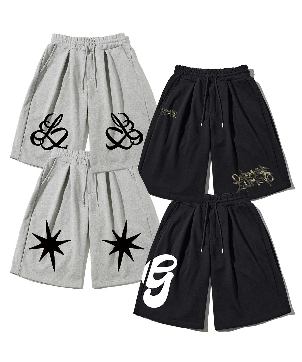엘리메노(ELIMENO) [SET] EL Drop 아트 투턱 헤비 버뮤다 팬츠 4종 2pack