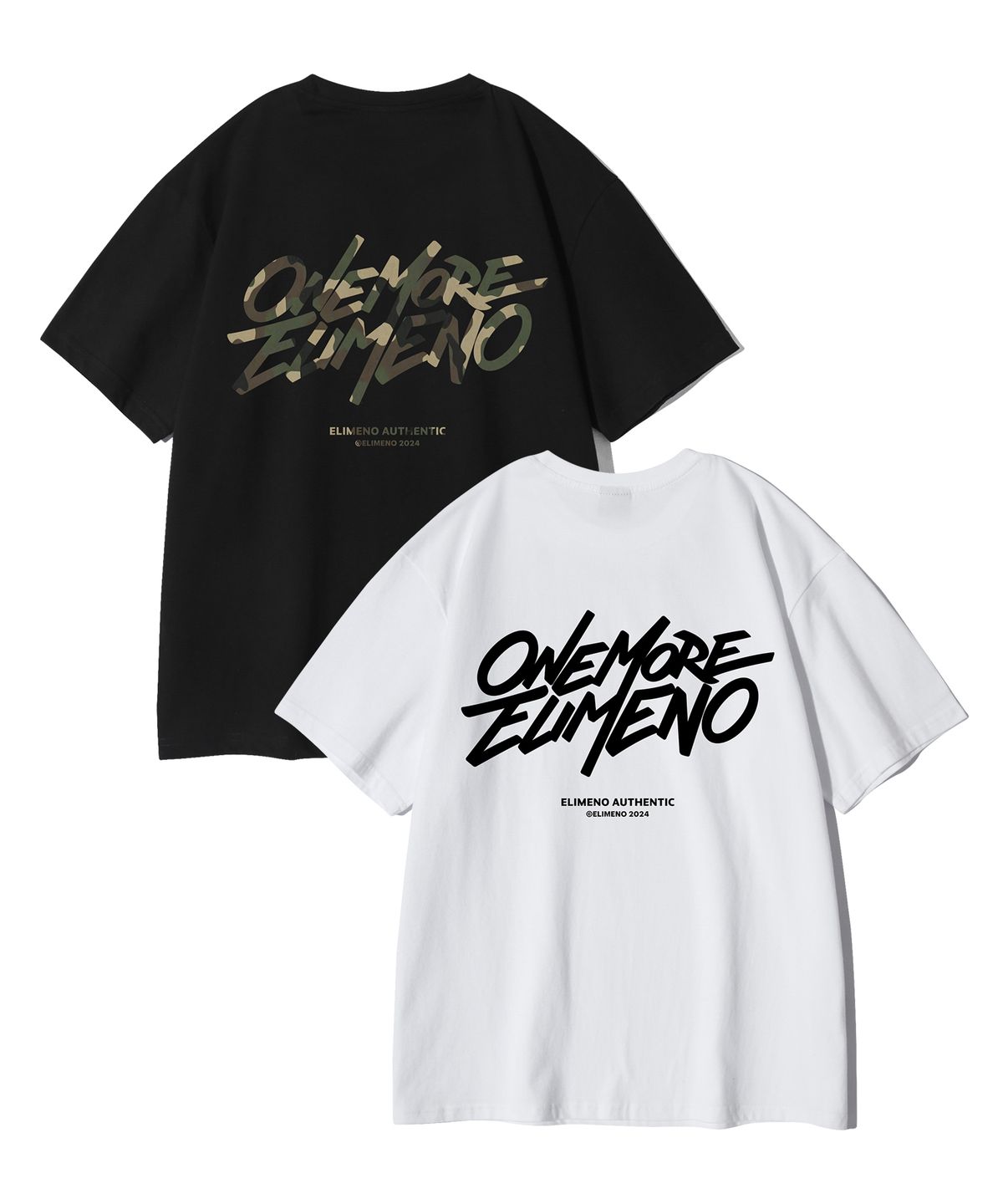 엘리메노(ELIMENO) [SET] EL 테잎 데크 솔리드 카모 반팔티 2종 세트