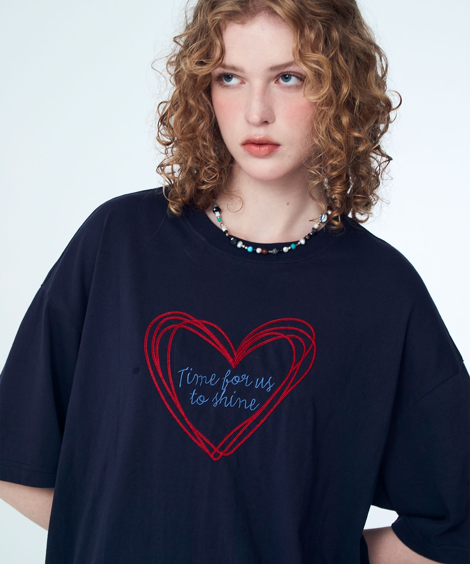 【CPGN STUDIO】25SS★ Heart Time Short Sleeve Tee MUSINSA | CPGN STUDIO Chain Heart Embroidered Short Sleeve T