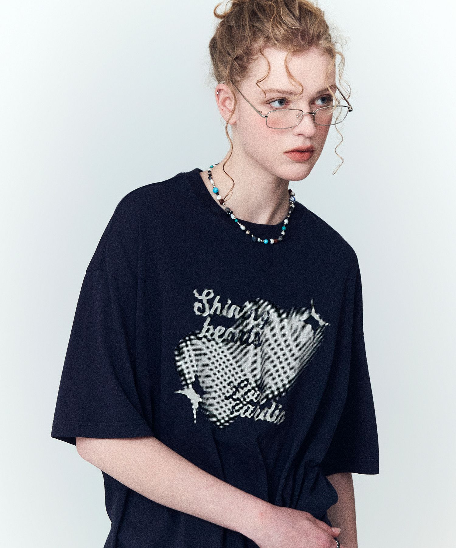 【CPGN STUDIO】25SS★ Heart Shine Short Sleeve Tee MUSINSA | CPGN STUDIO Heart Shine Short Sleeve T-shirt Navy