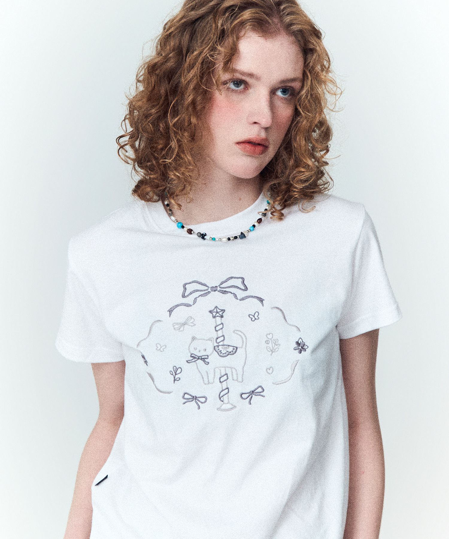 【CPGN STUDIO】24SS★ Kitten Fly Embroidered Short Sleeve T CPGN STUDIO】24SS☆ Kitten Fly Embroidered Short Sleeve T