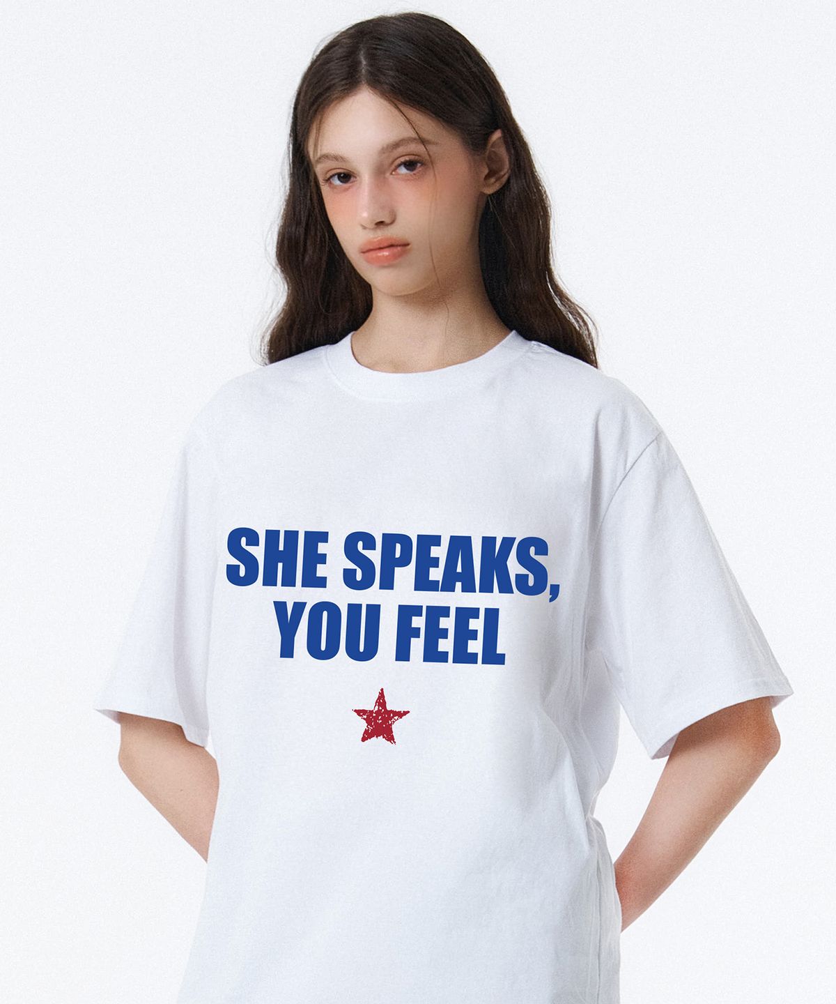 랜덤오프(RANDOMOFF) SHE LETTERING OVER FIT T-HISRT (3color)