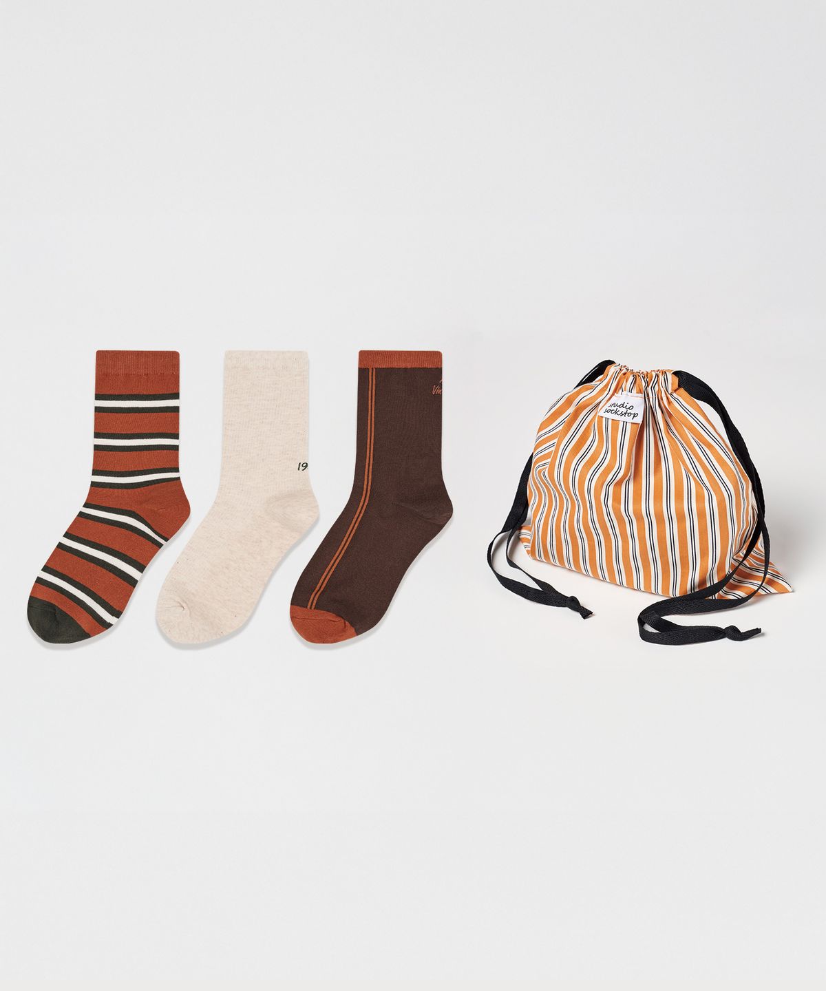 스튜디오 싹스탑(STUDIO SOCKSTOP) [3PACK]1989 빈티지 파우치 세트 브라운