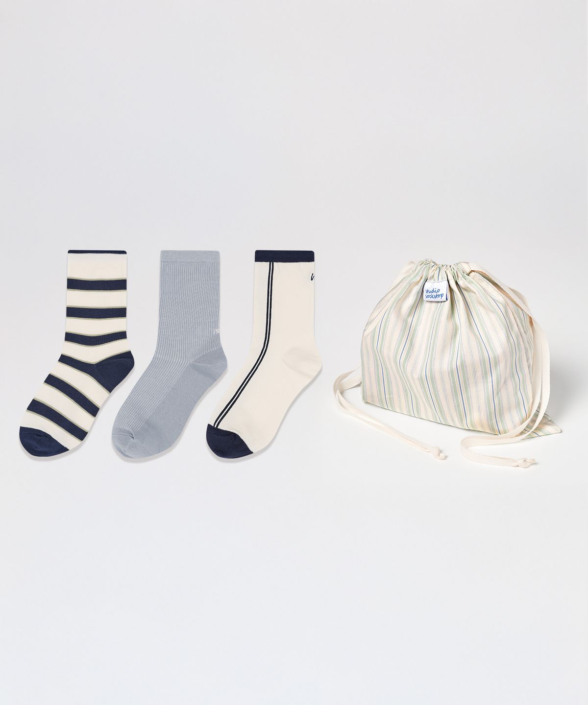 스튜디오 싹스탑(STUDIO SOCKSTOP) [3PACK]1989 빈티지 파우치 세트 블루