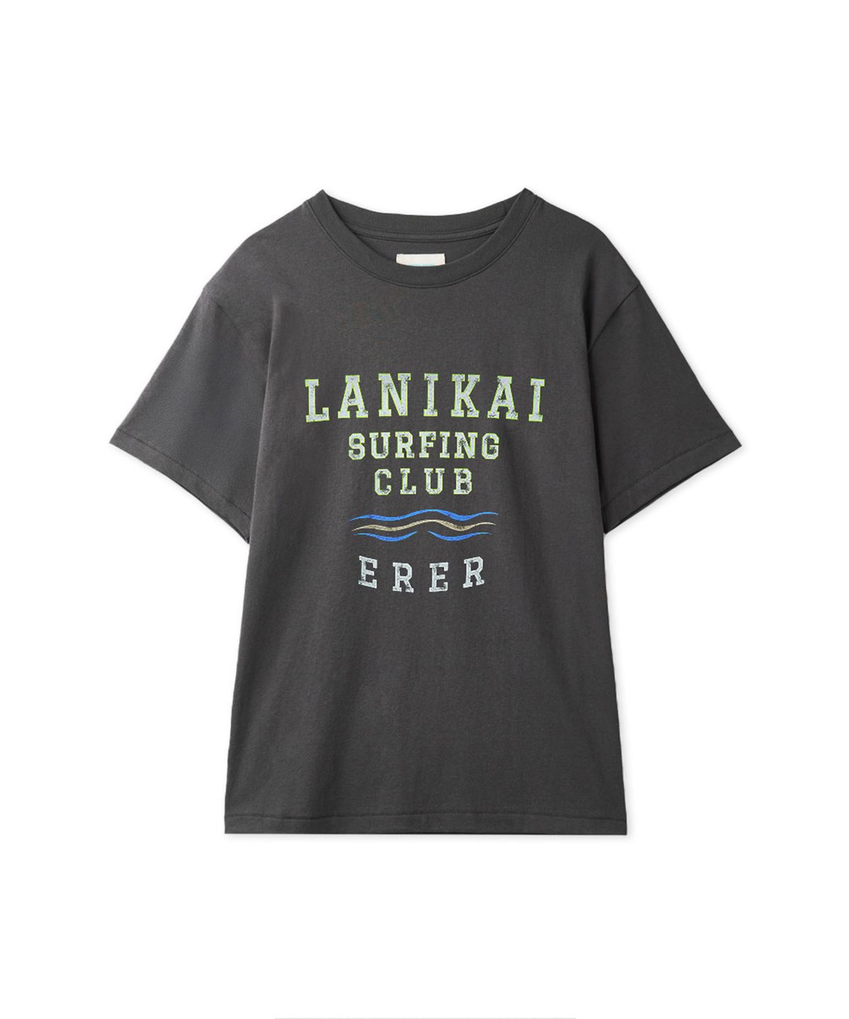 에르에르(ERER) Vintage Painted Surf Club Artwork T-Shirt Charcoal
