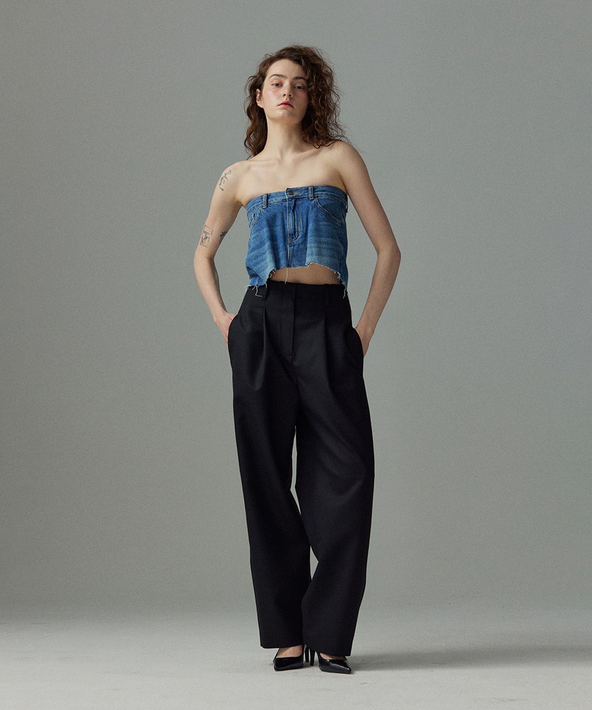 므아므(MMAM) Wool pin tuck slacks