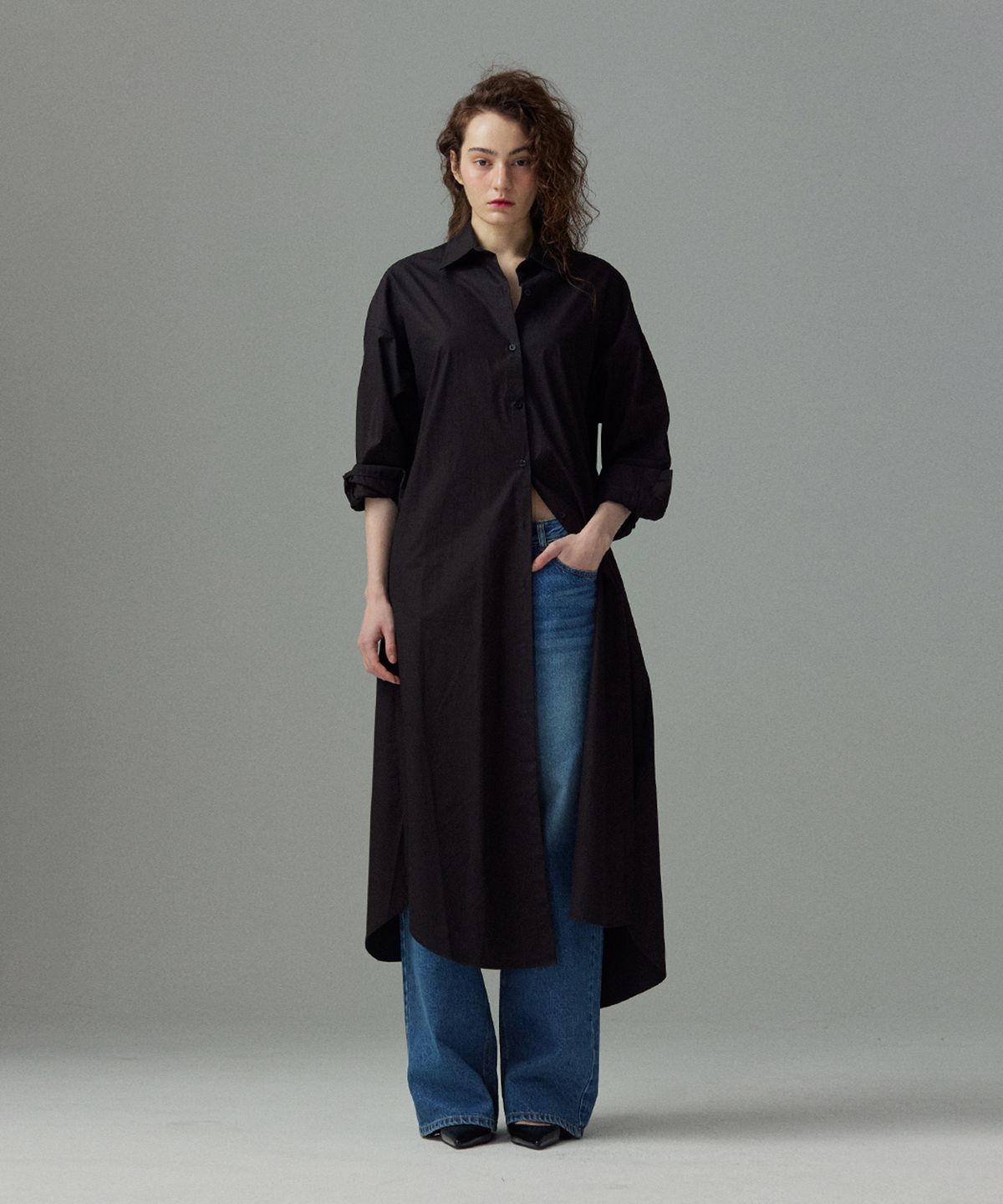 므아므(MMAM) [ESSENTIAL] Maxi pin tuck shirt dress