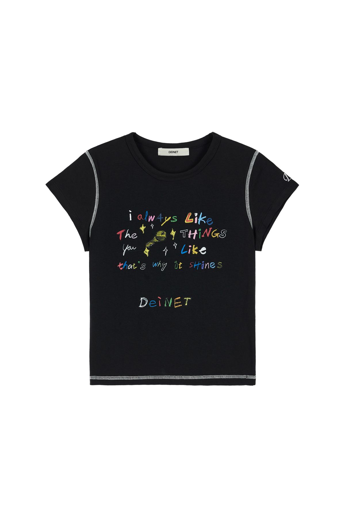 다이닛(DEINET) DEINET CRAYON LETTER T-SHIRTS IN BLACK