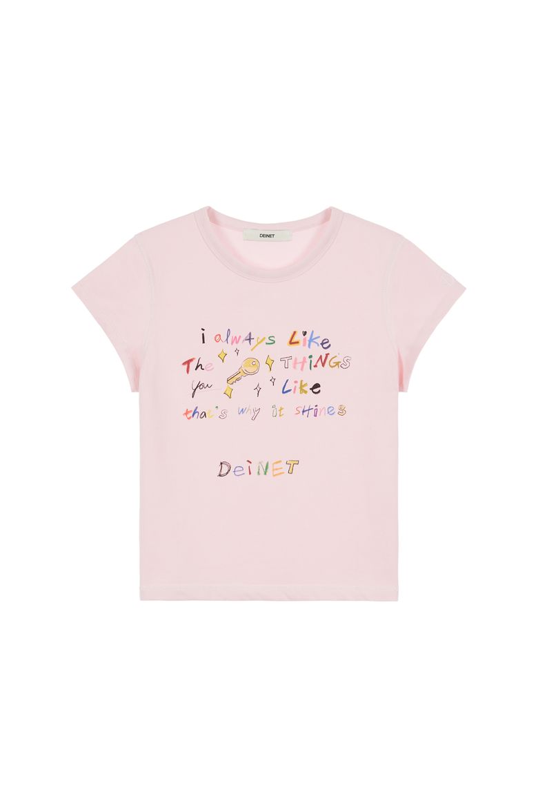 DEINET CRAYON LETTER T-SHIRTS IN PINK