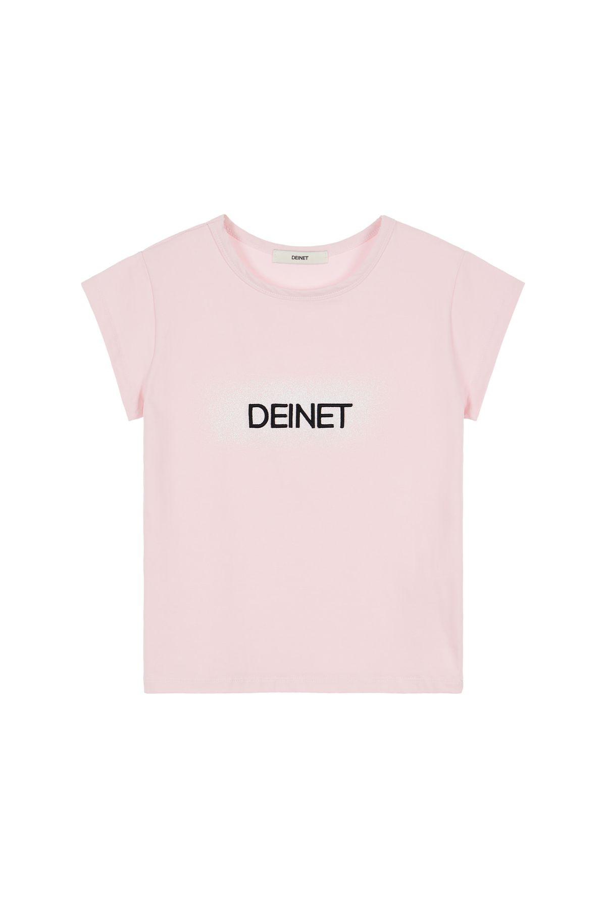 다이닛(DEINET) DEINET SPRAY LOGO T-SHIRTS IN CORAL PINK