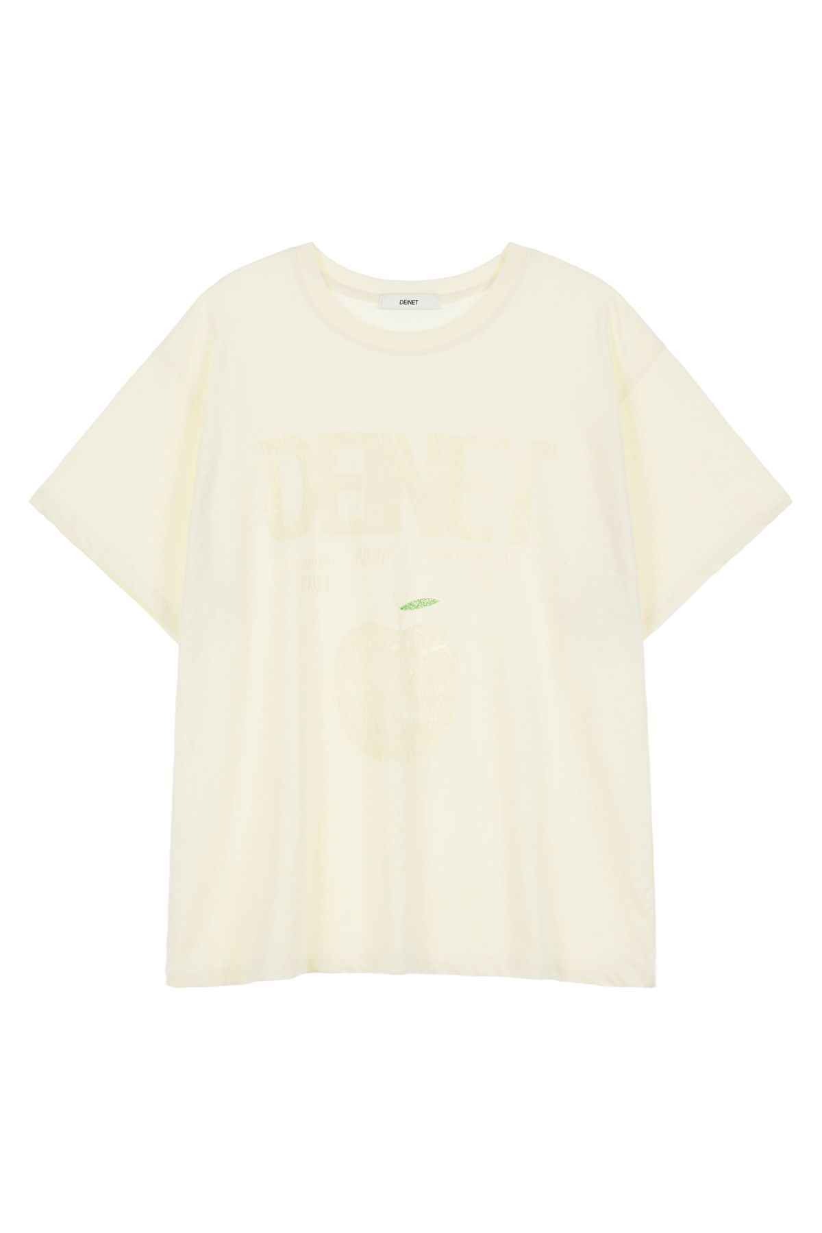 다이닛(DEINET) DEINET APPLE LOGO T-SHIRTS IN CREAM