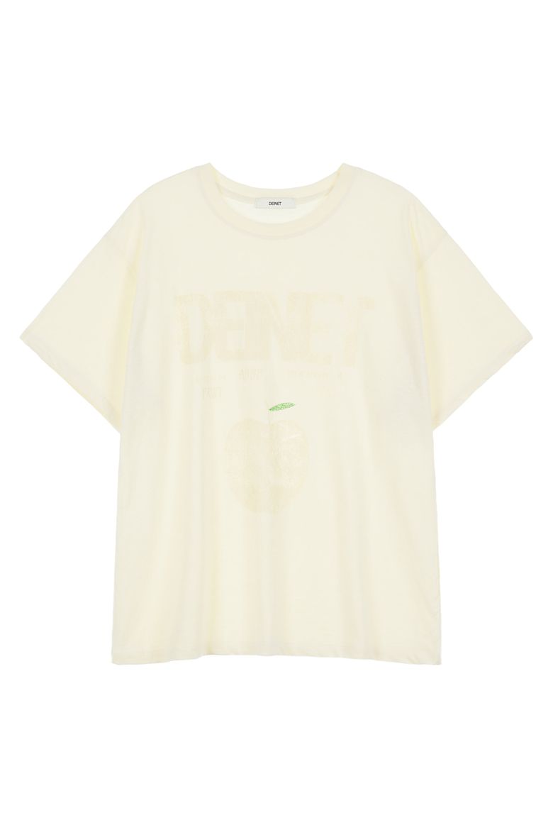 DEINET APPLE LOGO T-SHIRTS IN CREAM