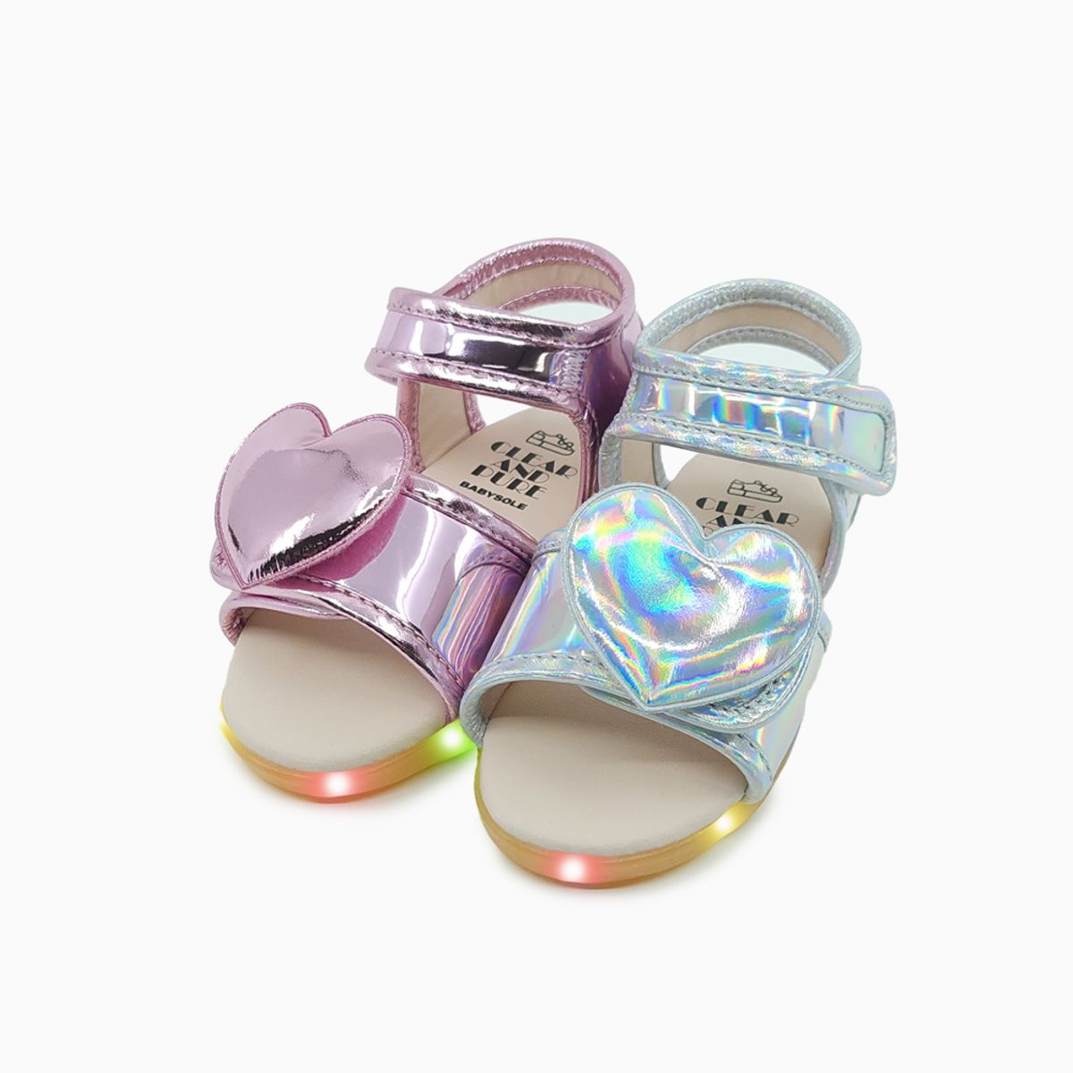 베이비솔(BABYSOLE) 오로라하트LED샌들